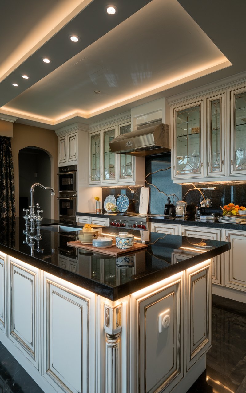 49 Gorgeous Kitchens with Black Granite Countertops That Prove Black Is ...