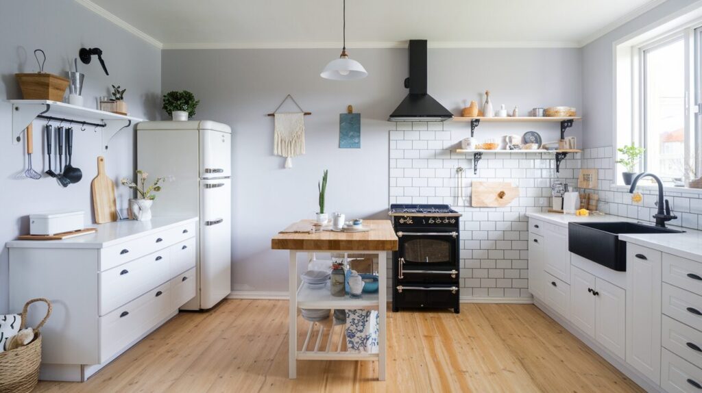 A beautifully designed cute Contemporary + Scandinavian kitchen