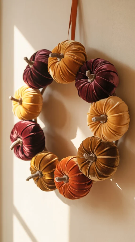 Arrange Velvet Pumpkins Around the Base