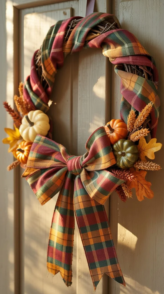 Assemble a Plaid Ribbon Wreath