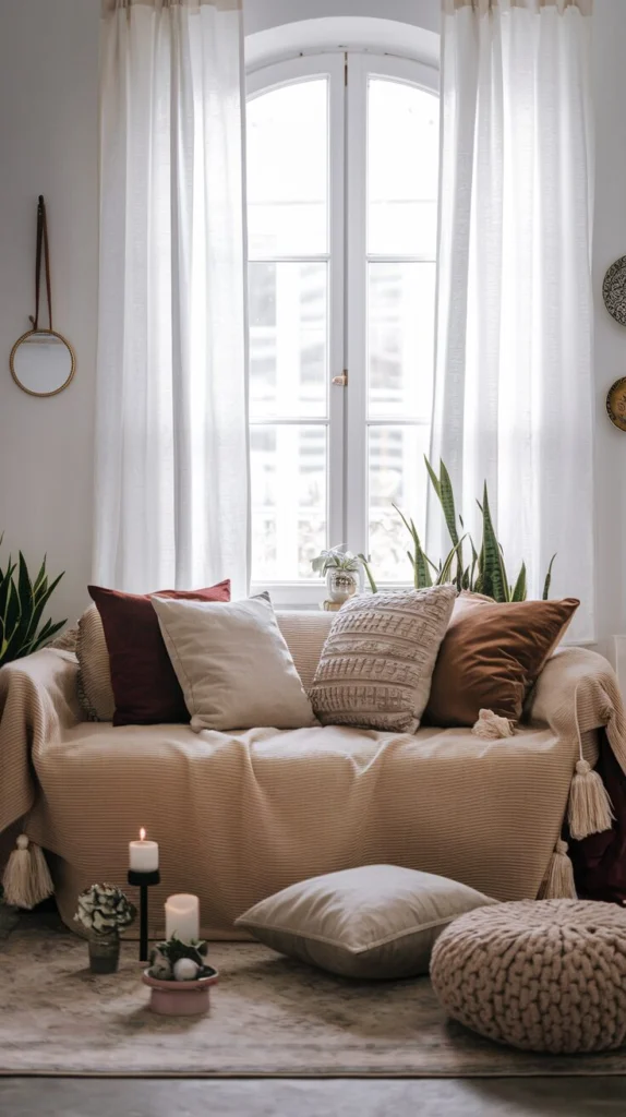 Layer Throw Pillows With Different Textures