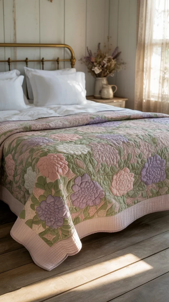 Layer a Floral Quilt on the Bed