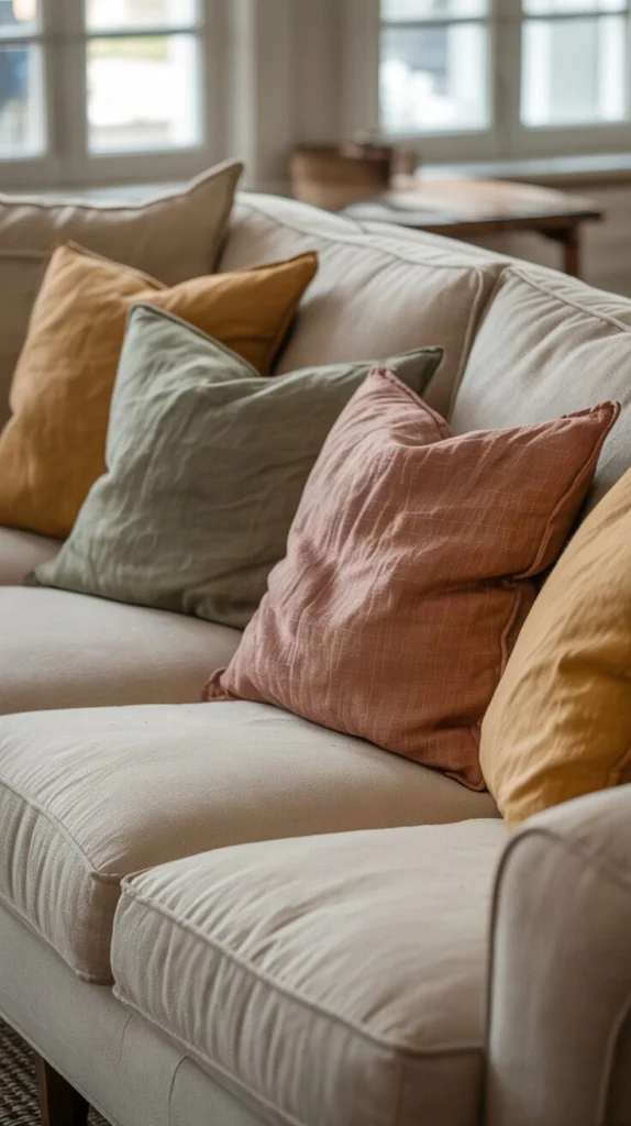 Use Linen Throw Pillows