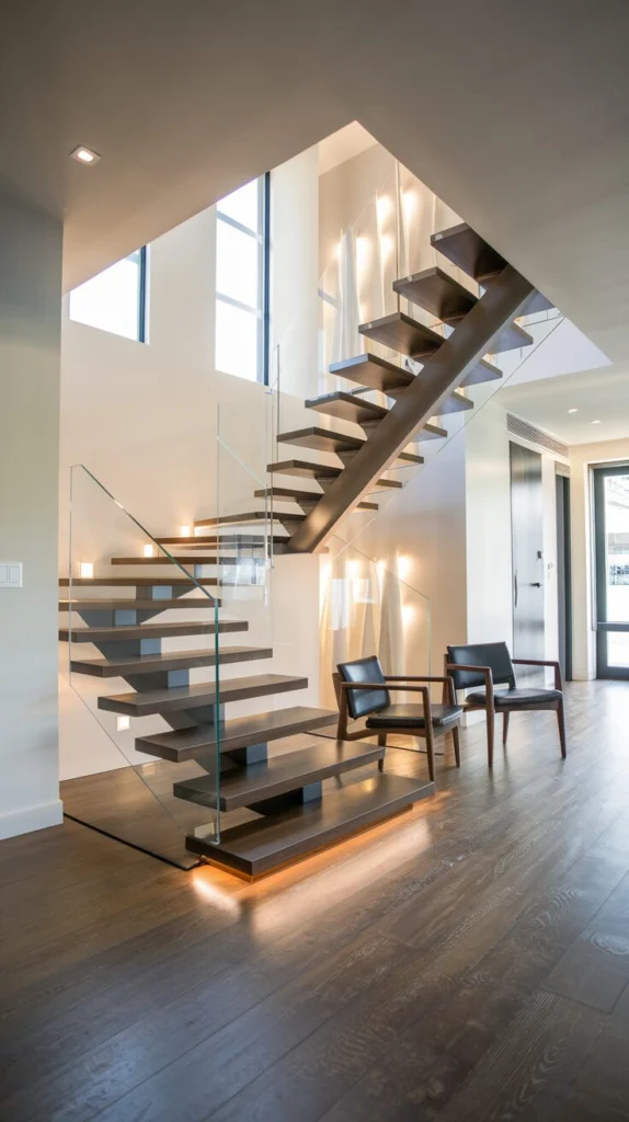 Build a staircase with ultra-thin steel treads