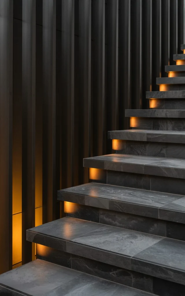 Create drama with a dark, moody staircase palette