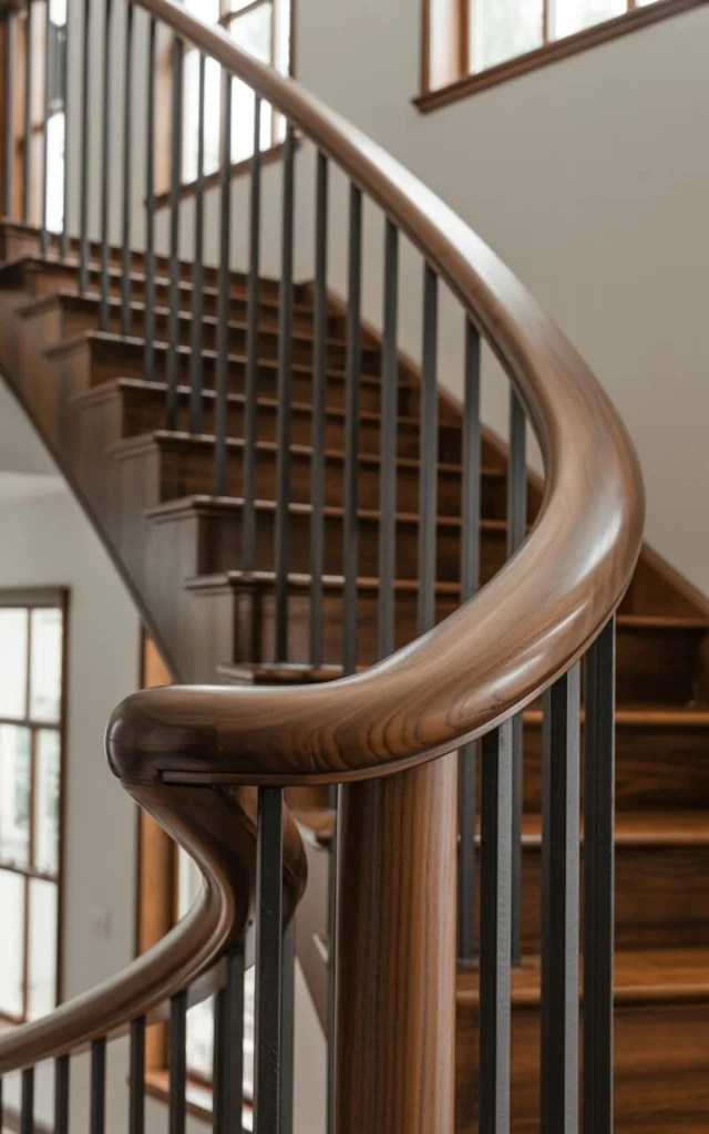 Curve the handrail for a softer flow
