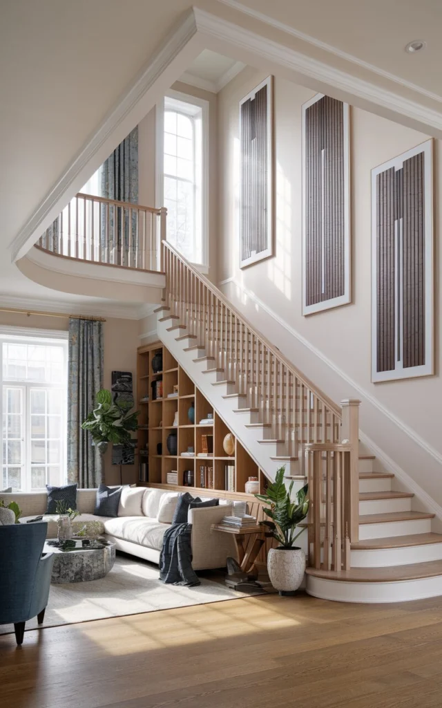 Emphasize Vertical Space With Tall Stair Design