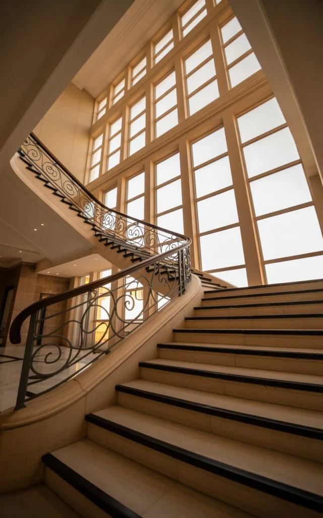 Frame the staircase with double-height ceilings