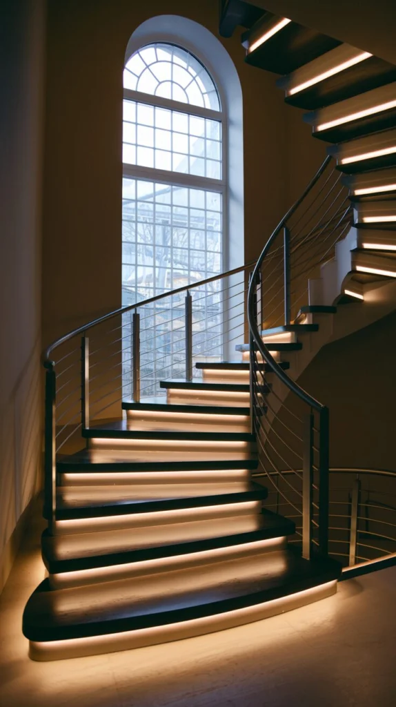 Highlight the staircase with integrated LED lighting
