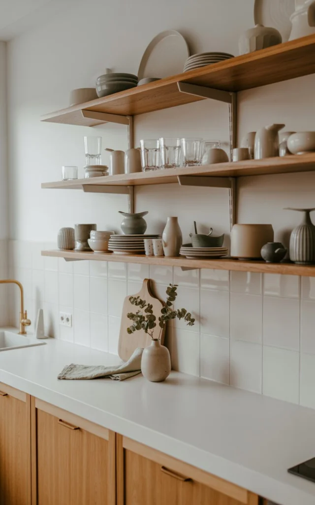 Incorporate open shelving thoughtfully