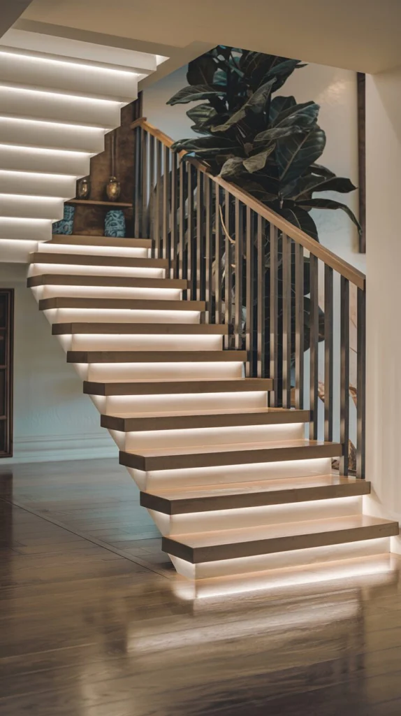 Install a staircase with hidden under-stair lighting