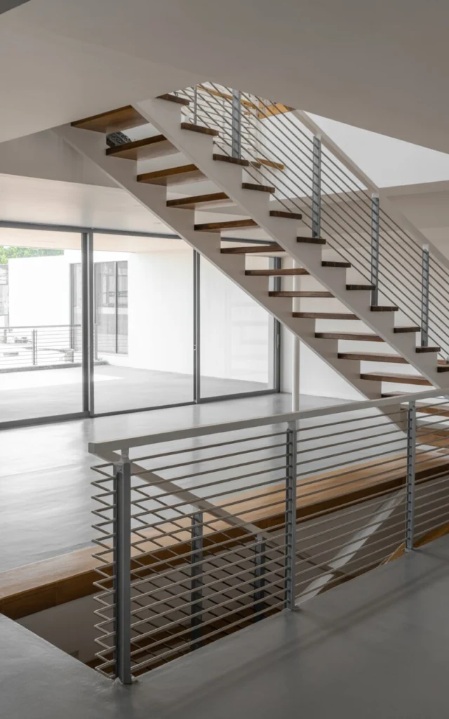 Install horizontal railings for a modern edge