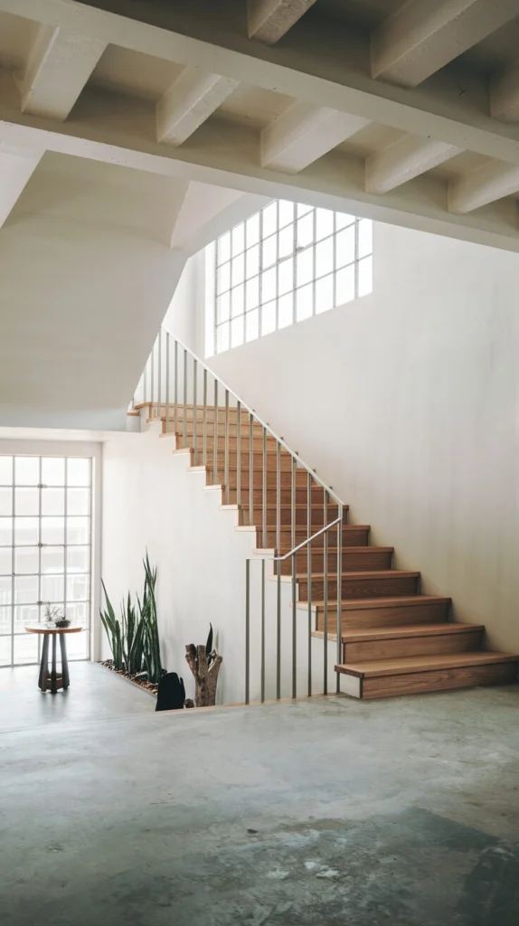 Keep the staircase minimal and let the architecture breathe