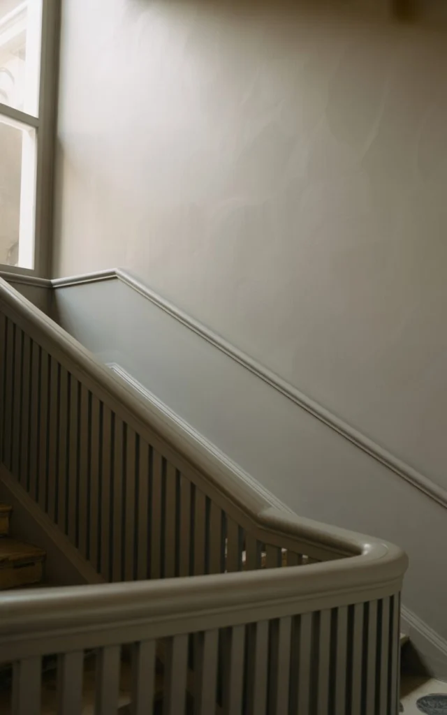 Paint the railing and wall the same color