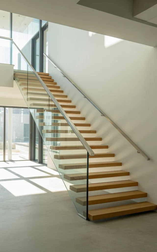 Replace spindles with glass panels for openness