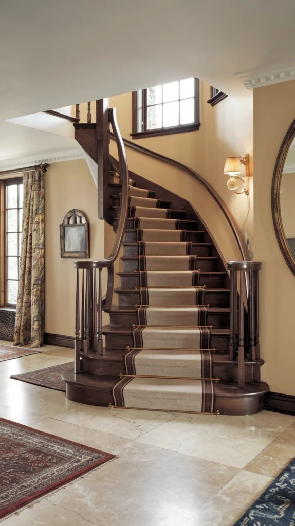 Soften the look with a carpeted spiral runner