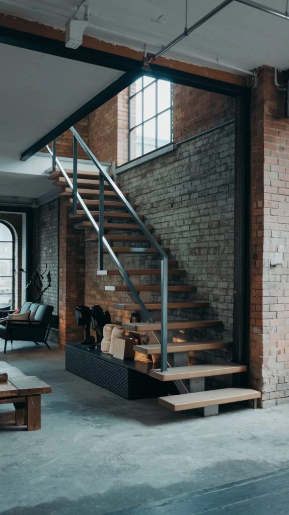 Use minimalist steel railings for an industrial-modern vibe