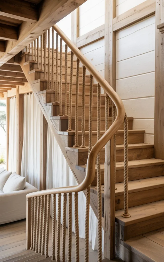 Use rope railing for casual charm