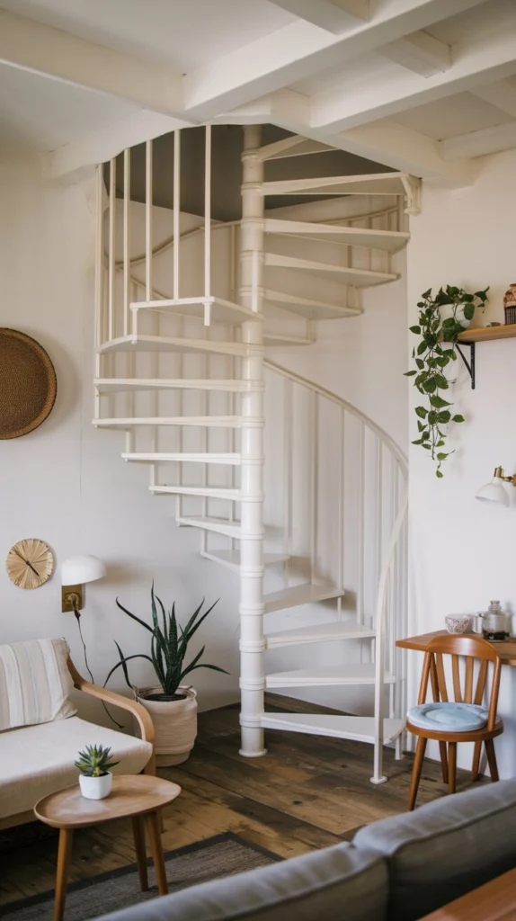 Use white paint to blend the staircase into the room
