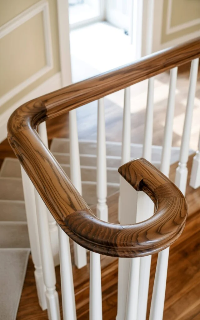 Warm up the space with a chunky wood handrail