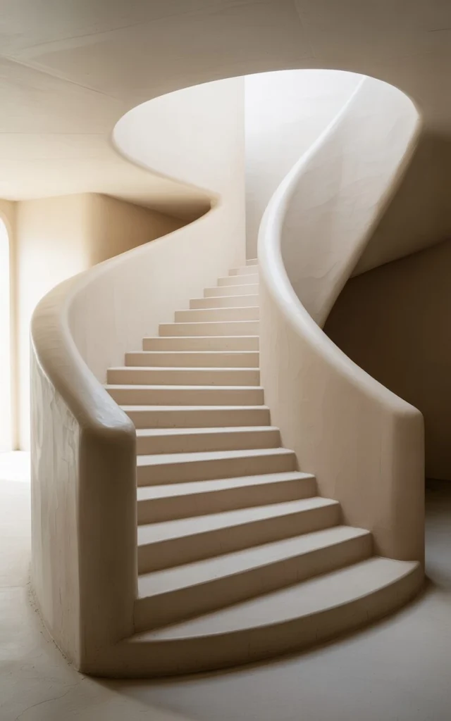 Blend the staircase into the wall for a sculptural look