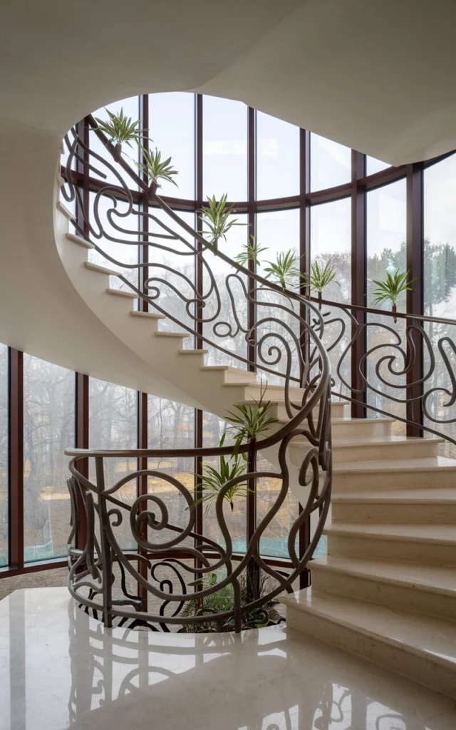 Design iron railings as sculptural features