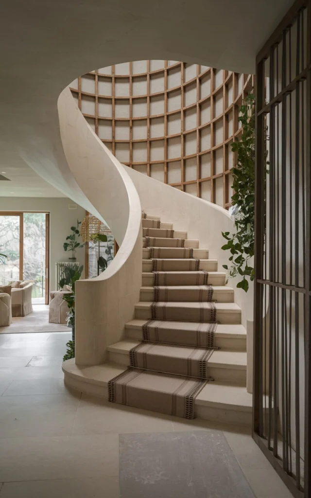 Soften acoustics with curved stair design