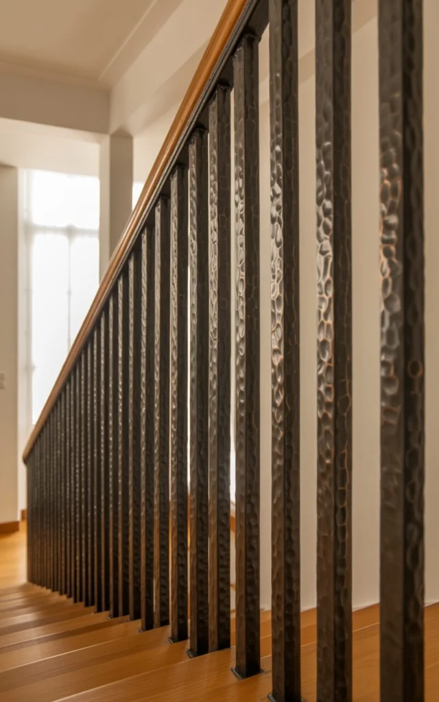 Soften iron railings with textured finishes
