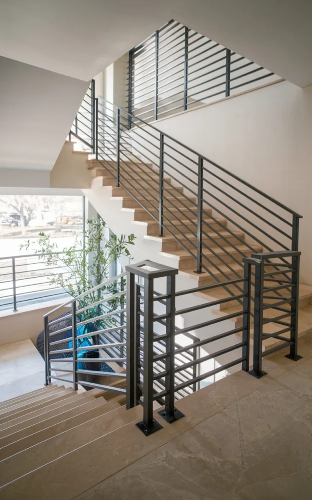 Use horizontal iron bars for a sleek update
