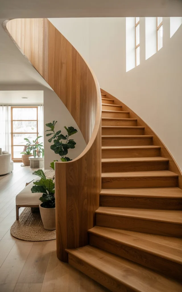 Wrap natural wood around a sweeping curve