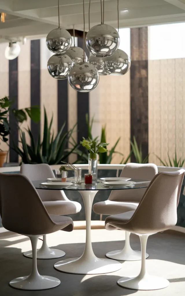 Anchor the dining nook with a globe cluster light