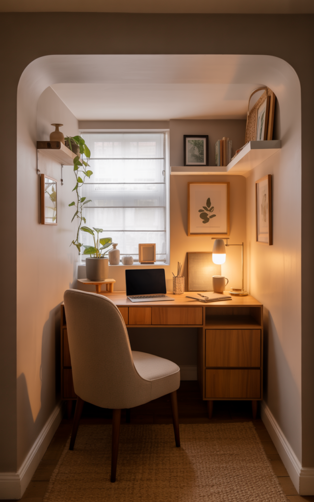 Create a cozy corner office setup