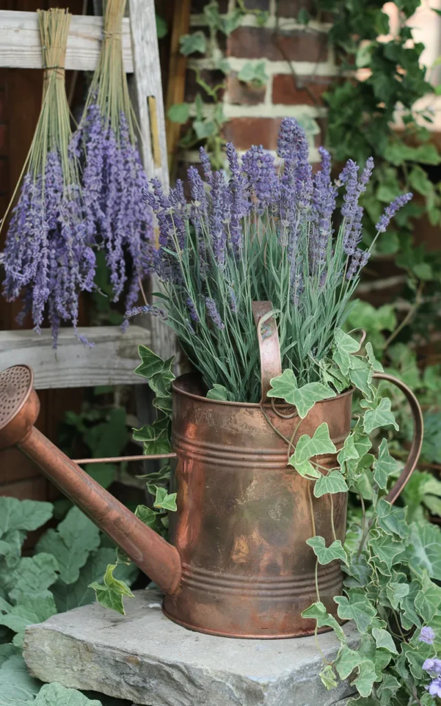 Display a reclaimed watering can as decor 🚿