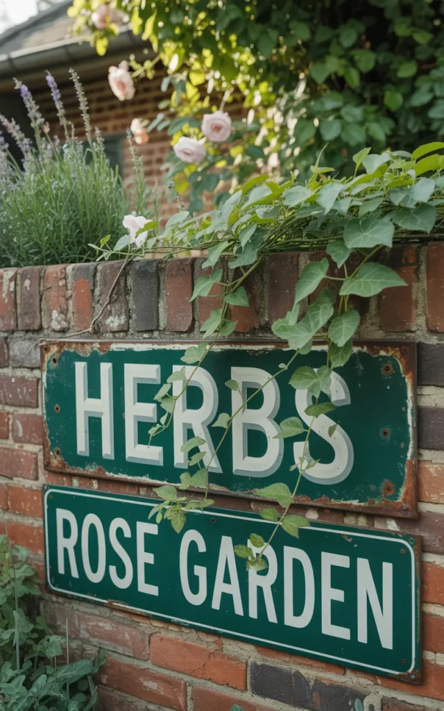 Hang enamel signs with faded lettering 🪧