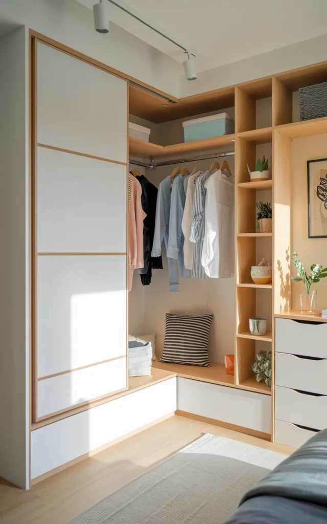 Install a corner sliding wardrobe for awkward layouts