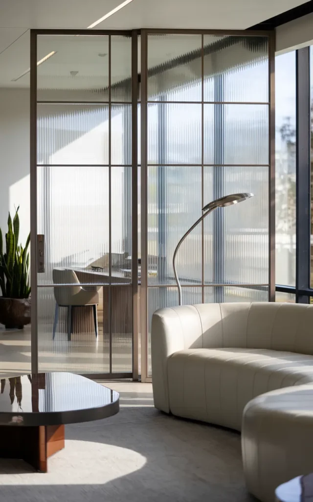 Introduce a ribbed glass sliding partition