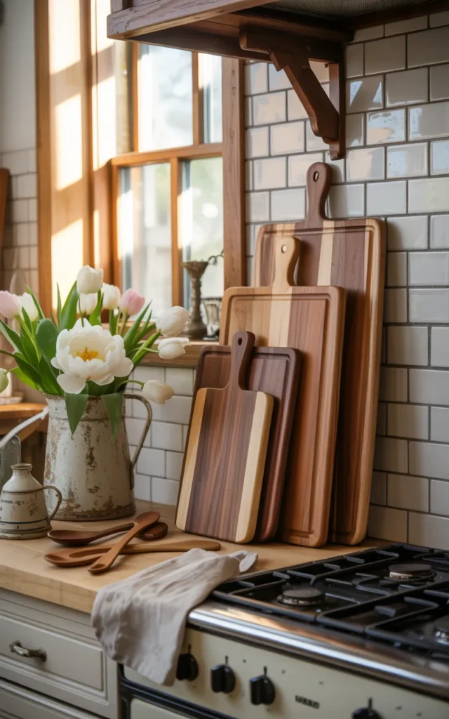 Layer wooden boards against the backsplash 🍞