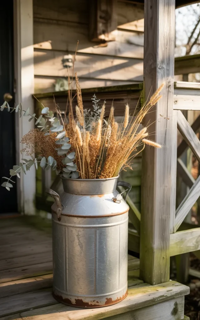 Place an old milk can beside the porch 🥛