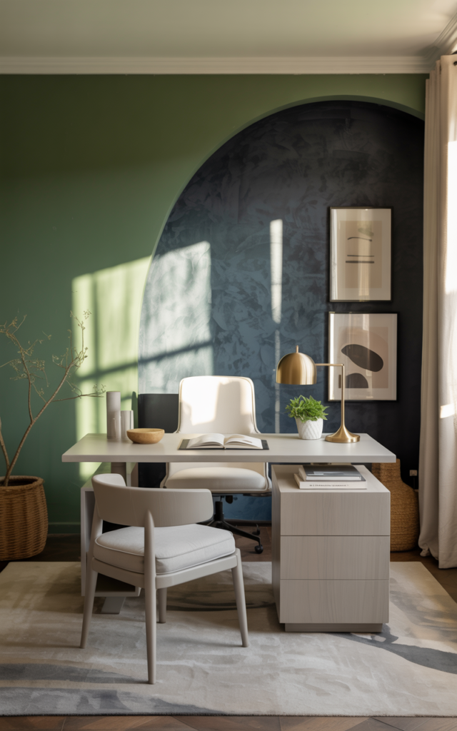 Try a bold accent wall behind your desk