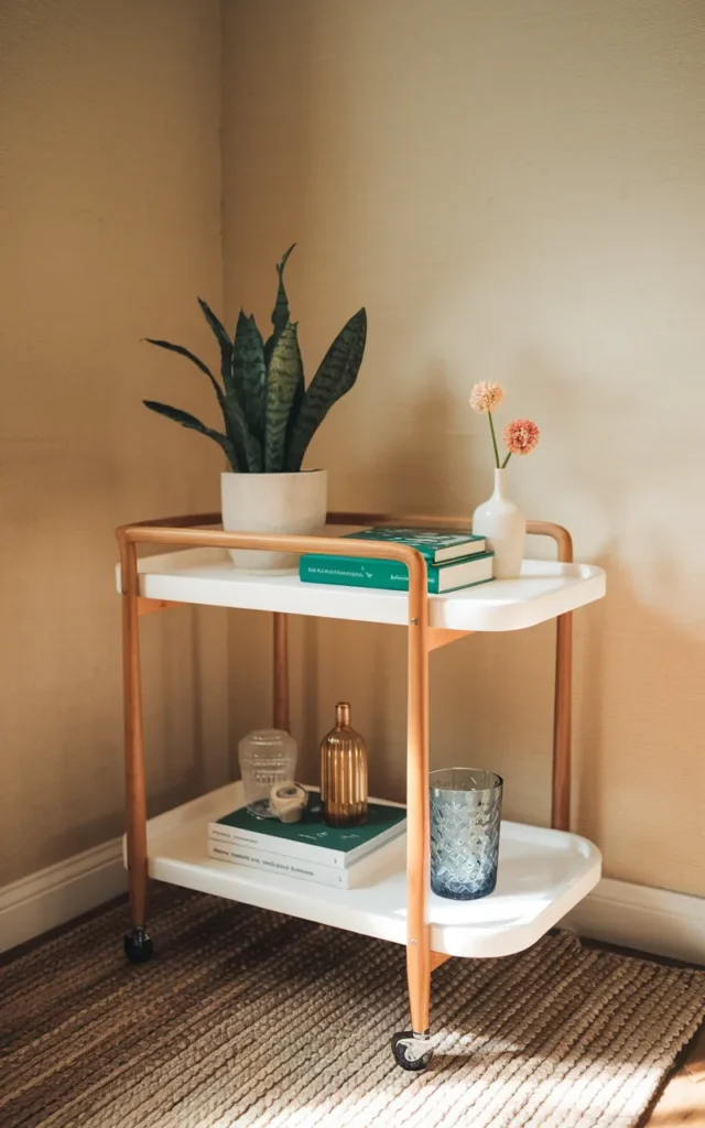 Add a bar cart for a touch of retro glam 🍸
