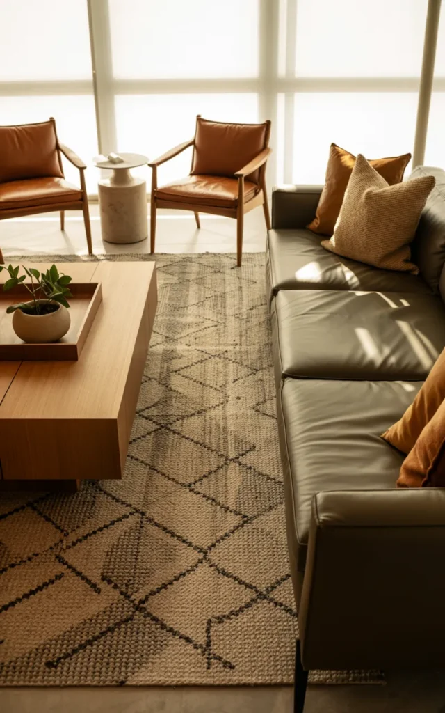 Add a large area rug to define the space