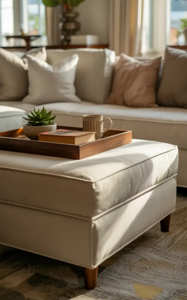 Add a luxurious ottoman instead of a basic table