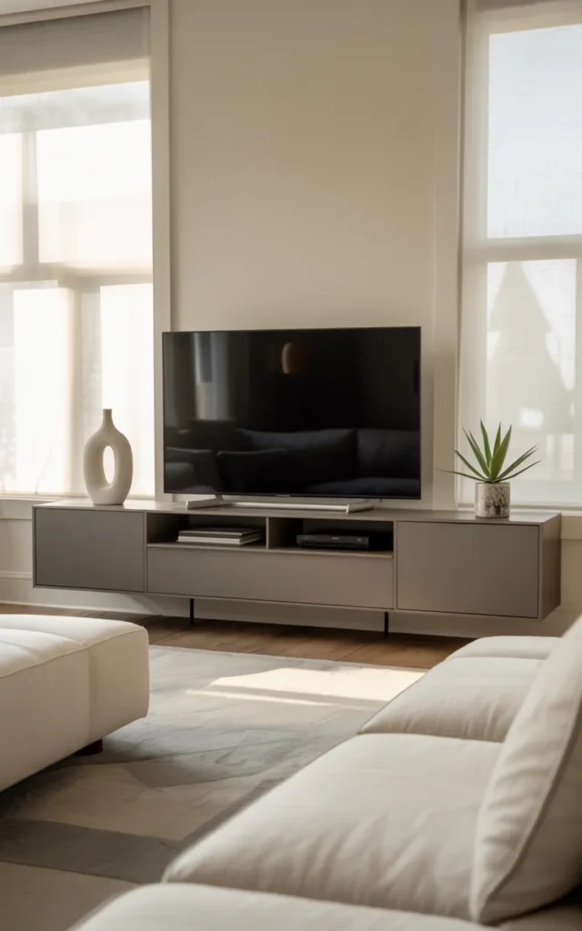 Add a sleek media unit for a clean look