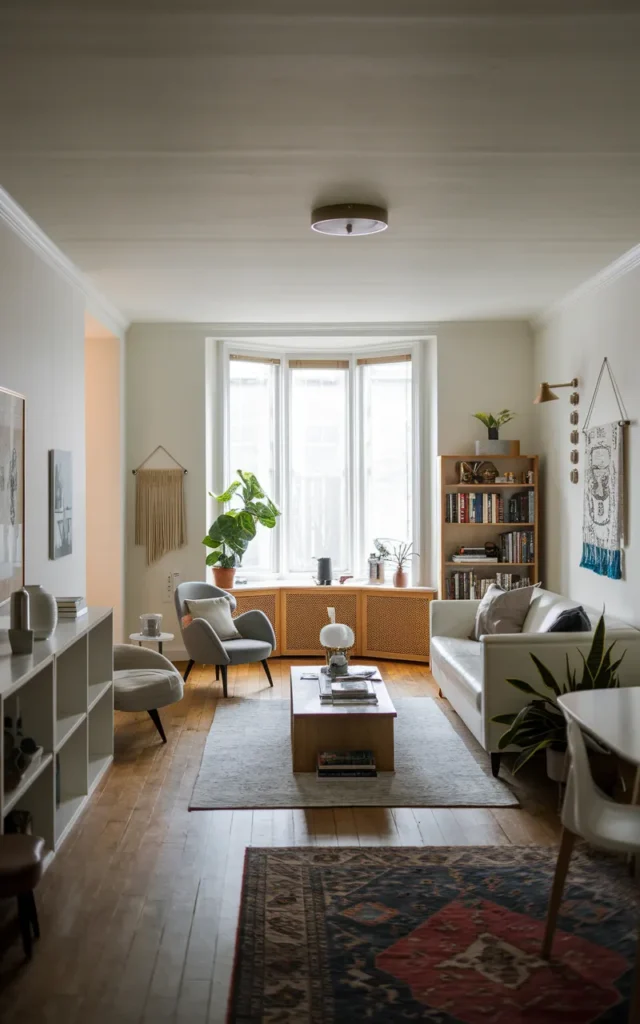 Create zones using rugs or lighting