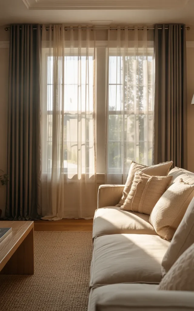 Layer curtains with sheers and blackout panels