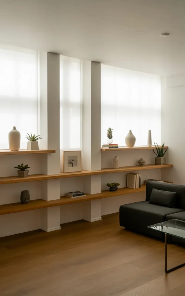 Use floating shelves to display decor without clutter