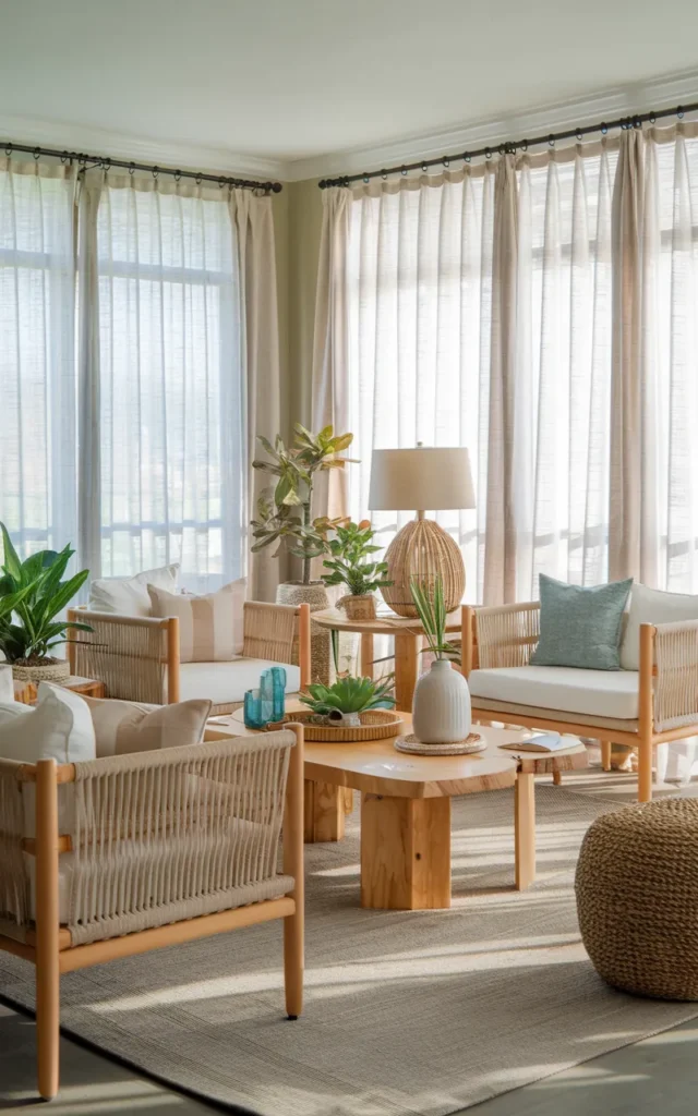 Use seasonal curtain swaps for a fresh feel
