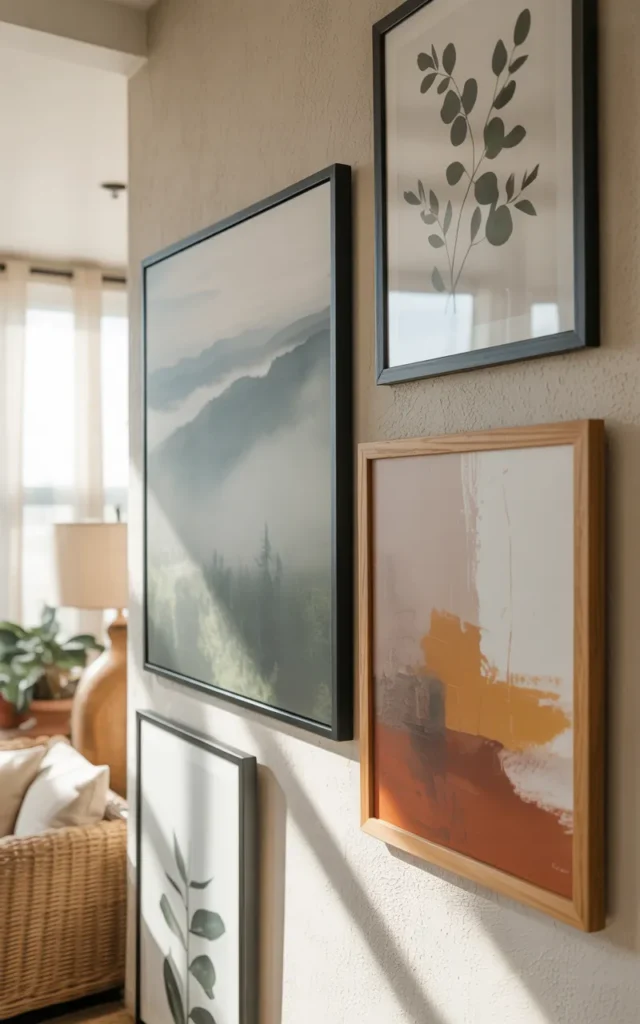 Use muted artwork inspired by nature