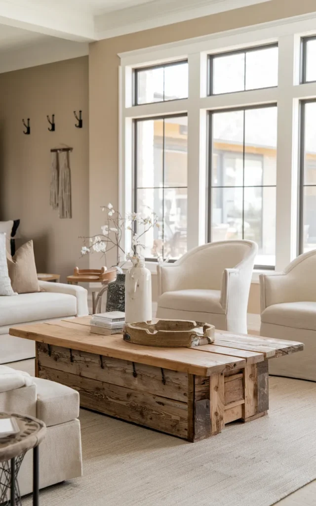 Add a reclaimed wood coffee table