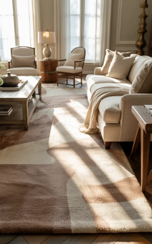 Add a soft, oversized area rug